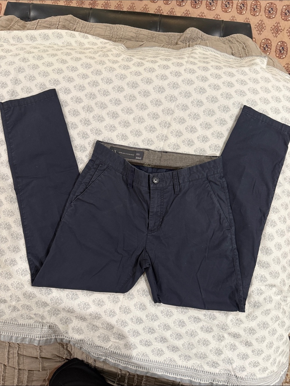 AX ARMANI EXCHANGE Men's Navy Chino slim fit Pants - Classic Straight Fit w30